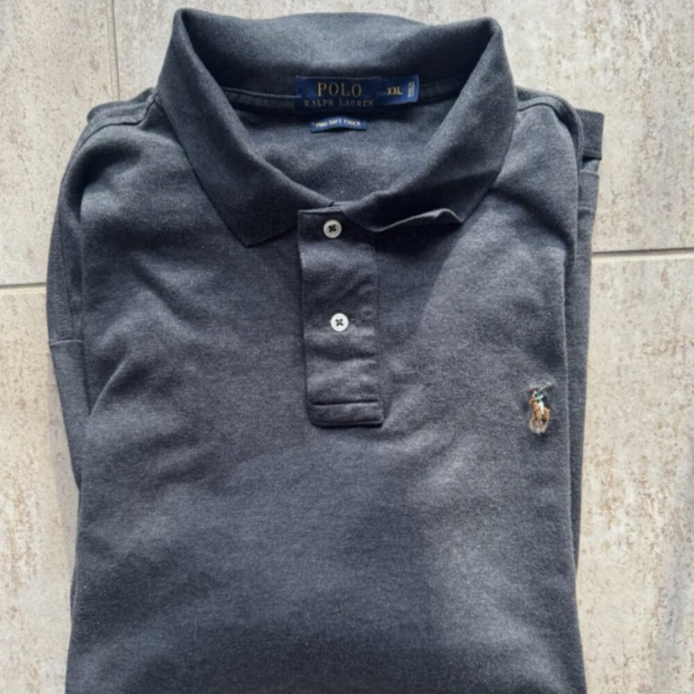 Polo Ralph Lauren Shirt Mens XXL Gray Short Sleeve Preppy Pima Cotton Flesh Pony